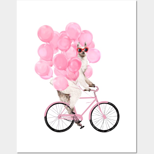 Riding Llama with Pink Balloons #1 Wall Art by bignosework